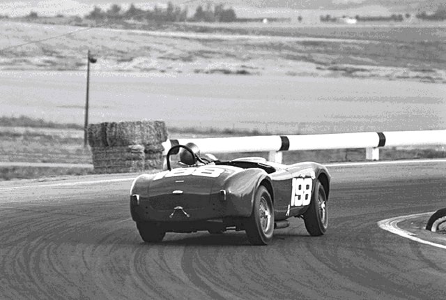 Dave MacDonald races the Carroll Shelby Cobra 260ci to its first ever win at Riverside International Raceway